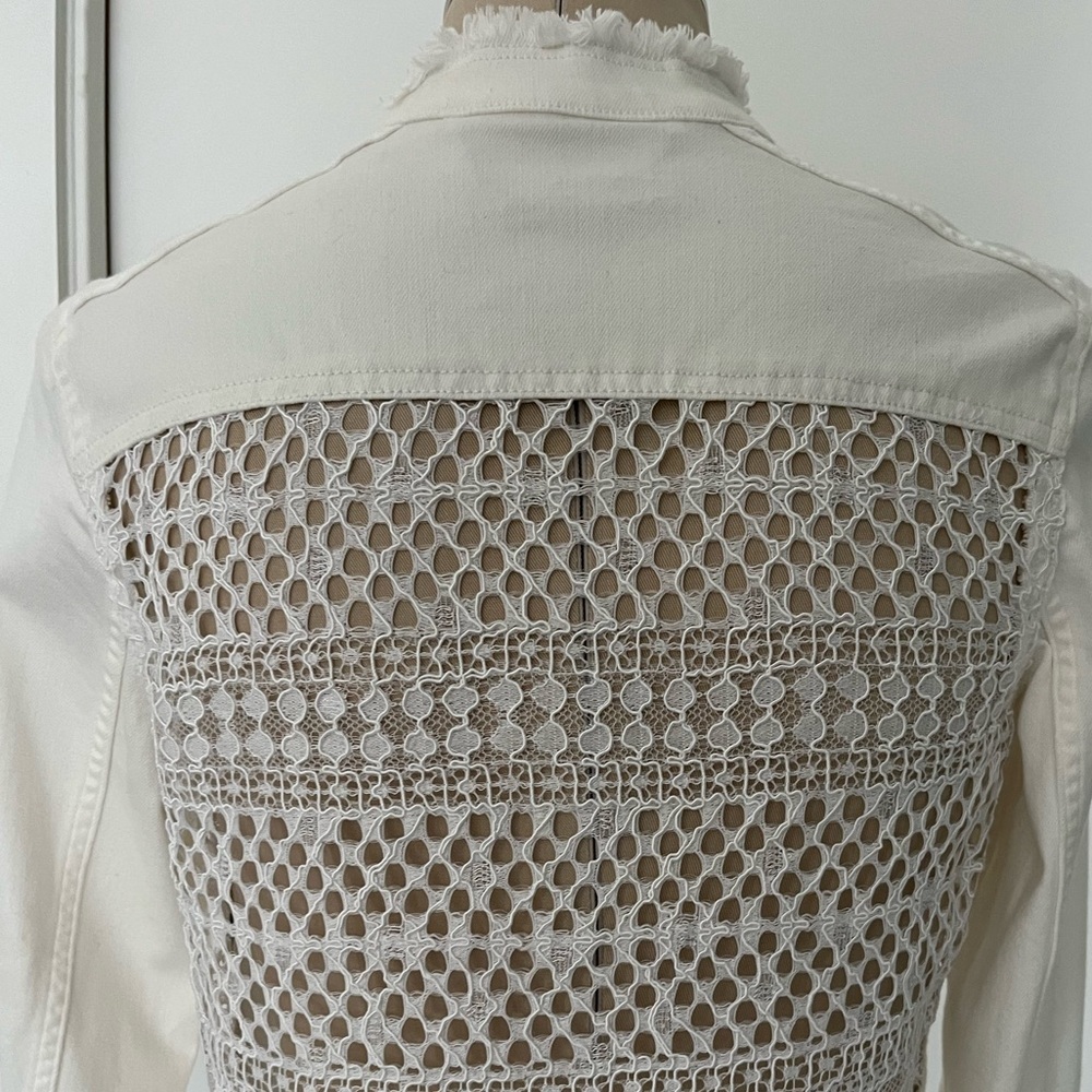 Ellie Tahari Meggie Lace Back Denim Jacket - Picture 9 of 12
